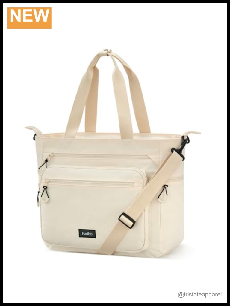 Extra Large Canvas Laptop Tote Bag With Zipper Pockets Luggage Sleeve